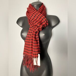 Cashmere x Viscose Blend NWT Super Soft Scarf 66"x12" (Plus Fringe) Houndstooth